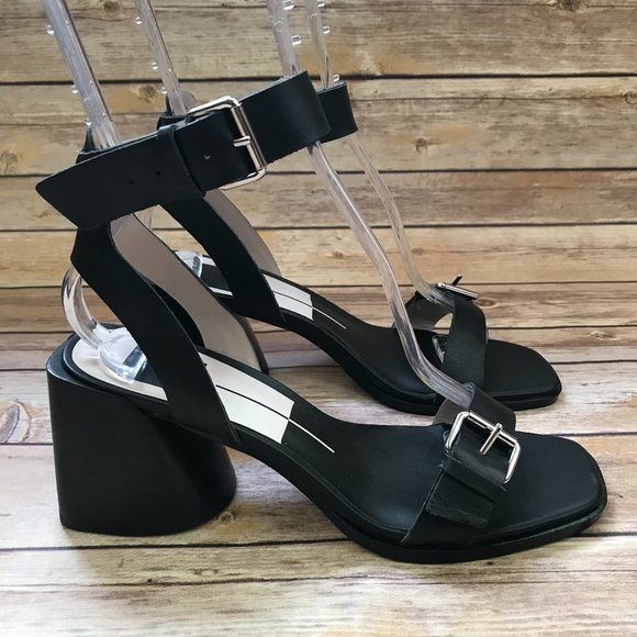 DOLCE VITA Womens Black Padded Goring Eden Square Toe Block Heel Zip-Up Leather Booties